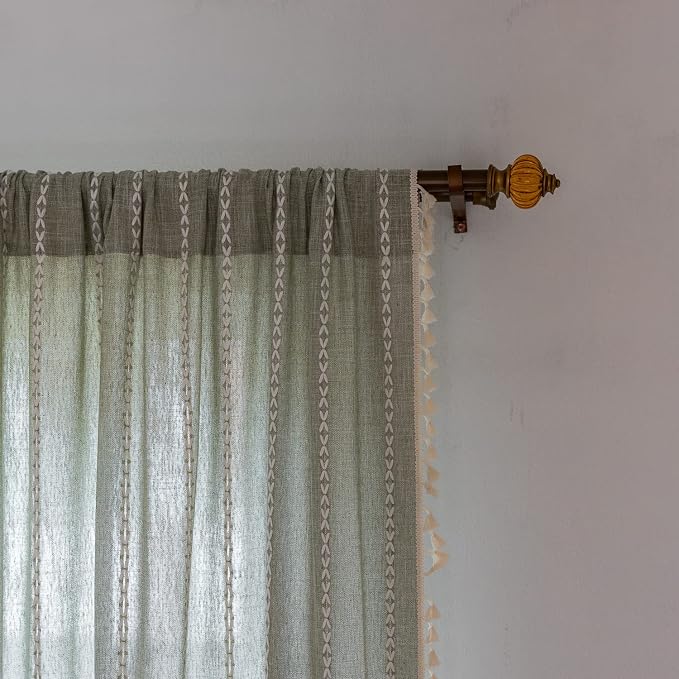 Boho Embroidered Linen Curtains - Image 4