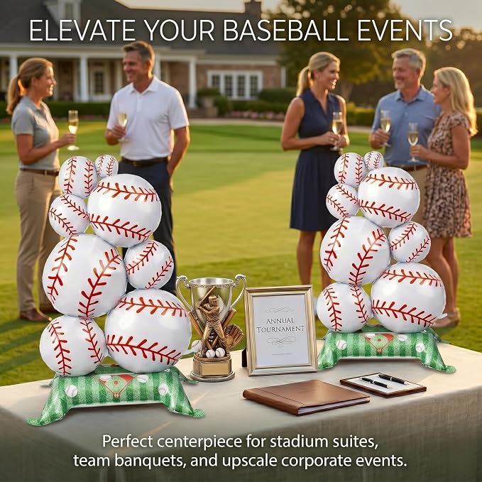 Giant 43-Inch Self-Standing Baseball Foil Balloons, Reusable 3D Mylar Column - Image 7