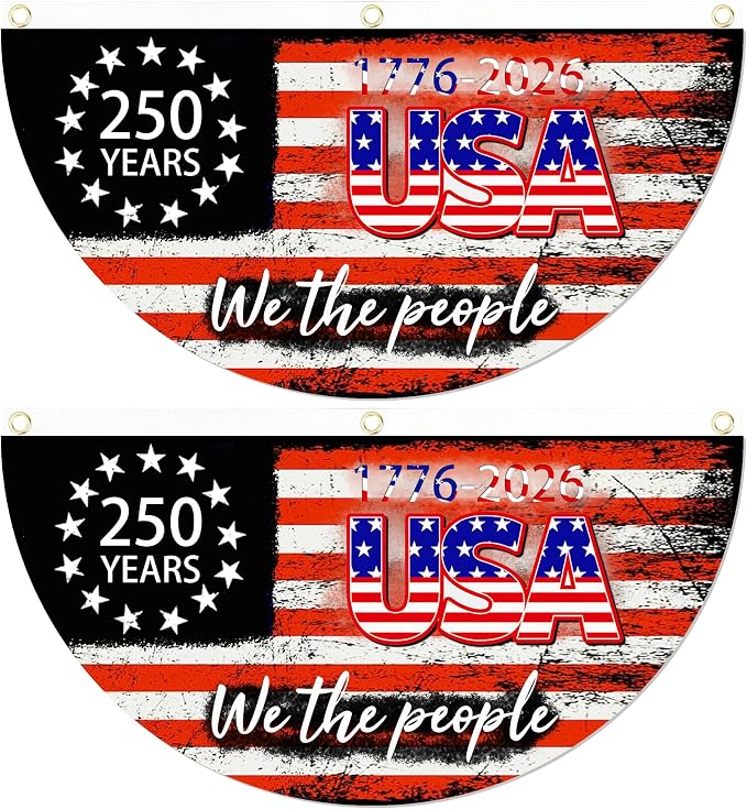 2PCS USA Anniversary 250th Flag, 1.5X3 FT Anniversary Fan Flags, Yard Signs by Unknown