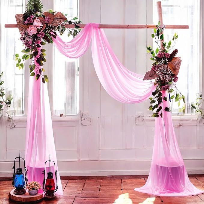MDS Halloween Chiffon Draping Fabric - 1 Panel, 30" Wide x 20ft Long - Sheer Spooky Arbor & Canopy Drapery for Haunted House Backdrops, Party Ceilings, DIY Costumes & Themed Events - Bubblegum Pink