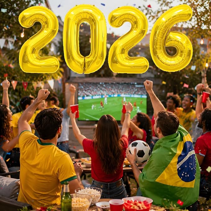 Soccer Party Decorations for World Game Cup 2026-2026 Numbers Gold Balloon 40 - Image 2
