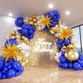 Blue and Gold Balloon Arch Kit, Explosion Star Royal Dark Blue and Metallic by ADOINBY