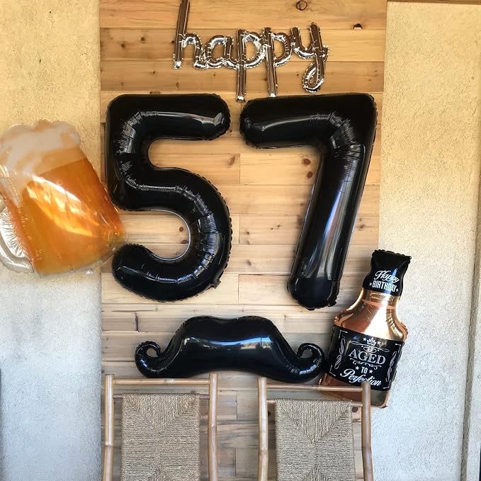 Black 5 Balloons, 40 Inch Large Foil Number Balloons Set 0-9, Self Inflating - Image 3