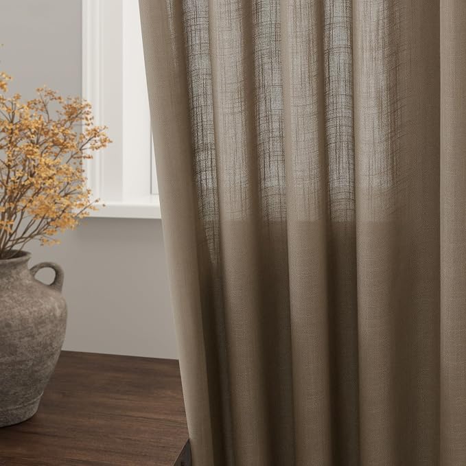 Dark Taupe Linen Curtains 84 Inches Long - Image 2