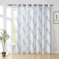 FMFUNCTEX Linen Blue White Semi Sheer Patio Curtains 84 Inch Long 1 Panel | by Fmfunctex