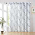FMFUNCTEX Linen Blue White Semi Sheer Patio Curtains 96 Inch Long 1 Panel | by Fmfunctex