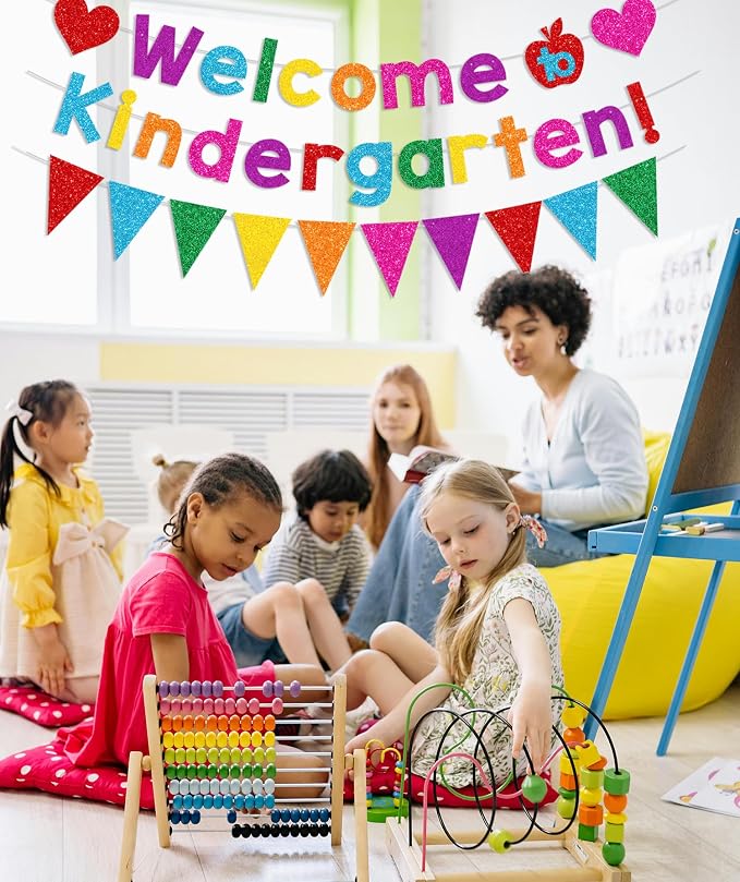 Glittery Welcome to Kindergarten Banner Pennant Back to School Decorations | - Image 7