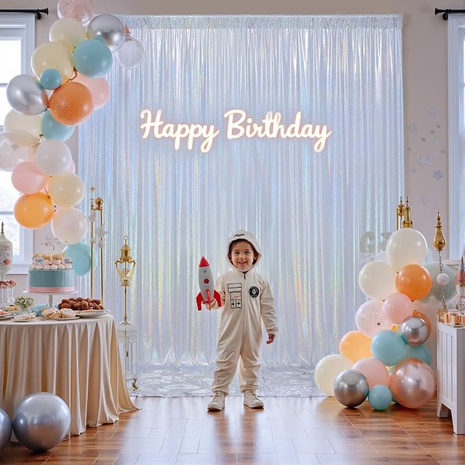 10x10ft Shimmer Silver Sequin Backdrop Curtain - Image 9