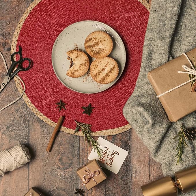 Round Placemats Set of 4, Woven Table Mats, Thin Edge, 15 Inch Diameter - Image 5