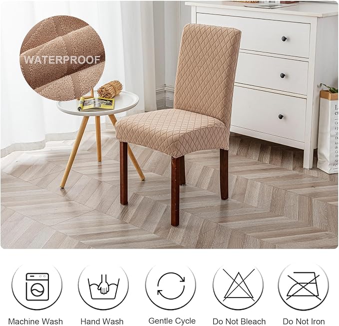 Waterproof Dining Chair Covers Set of 4 Parsons Chair Slipcovers | Double - Image 7