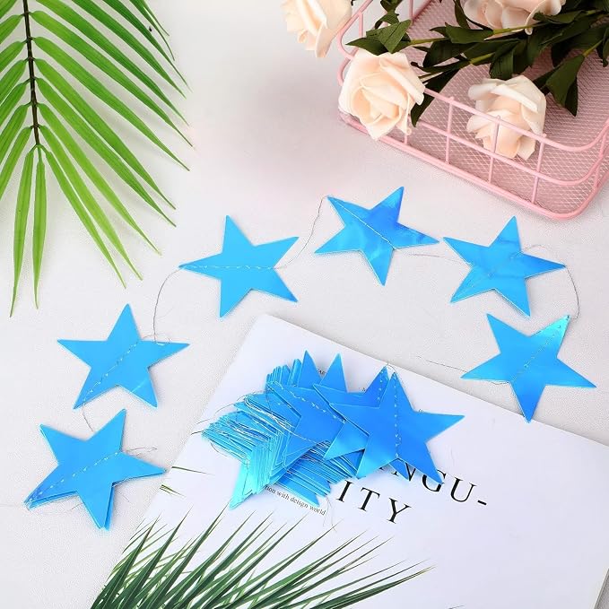 Patelai 130 ft Star Garland Banner Decor, Holographic Blue - Image 6