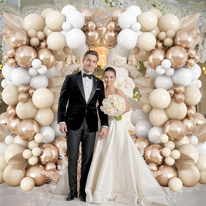 Neutral Balloon Arch Kit 142Pcs Cream White Champagne Gold Balloons Garland Kit - Image 6