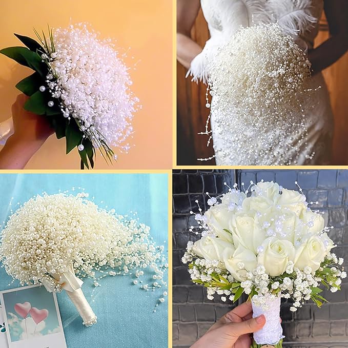 50 PCS Artificial Floating Beads for Centerpieces Vases, Blue 8+3mm String Beads for Wedding Party Faux Pearl String for Decorating, String Pearls for Crafts Vase Filler