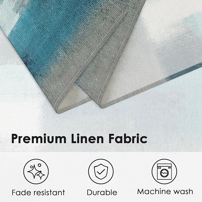 Emvency Farmhouse Placemats Set of 4, 12x18 Inch Modern Teal and Grey Abstract - Image 3