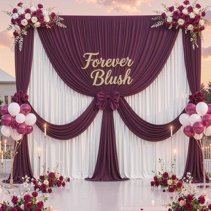 40 ft x 10 ft Wrinkle Free Maroon Backdrop Curtain - Image 7