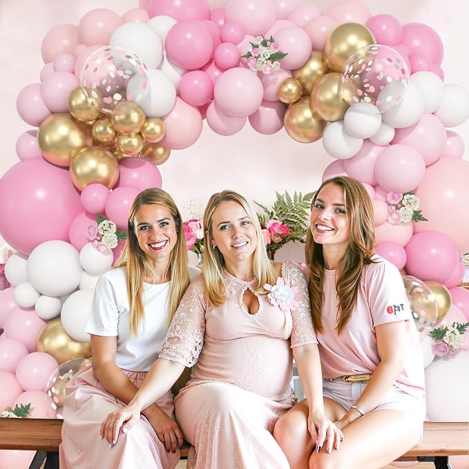 157Pcs Pink and White Balloons Garland Arch Kit Different Size | Pastel Pink - Image 5