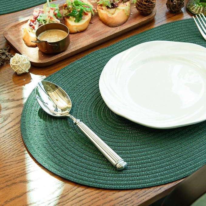 Placemats Set of 4, Woven Oval Braided Dining Table Mats | 12 x 17.5 Inch Size - Image 4