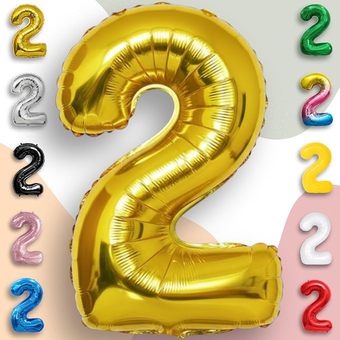 Gold Number Balloon 2 Mylar Foil Balloons 32 inch - Image 4