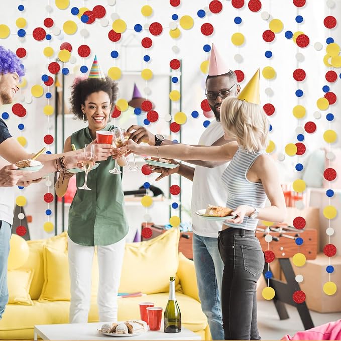 Outus 5 Pieces Colorful Circle Garland Banner Hanging Paper Dot Decorations - Image 7