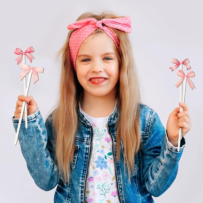 TICIAGA Pink Bow Wooden Picks - Image 5