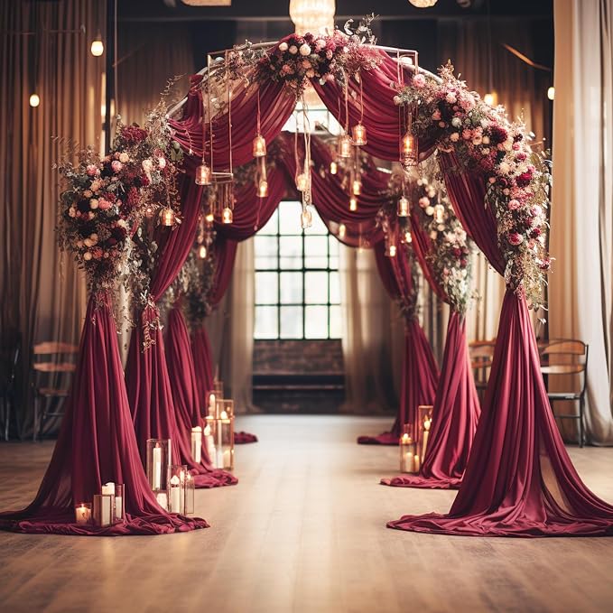 Wedding Arch Draping Fabric Backdrop Drapes 28.7" x 20FT, Burgundy | Sheer - Image 5