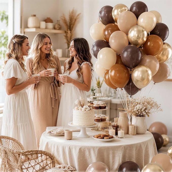Brown Balloons 50pcs, 12inch Double Stuffed Dark Coffee Brown Tan Beige Sand - Image 6