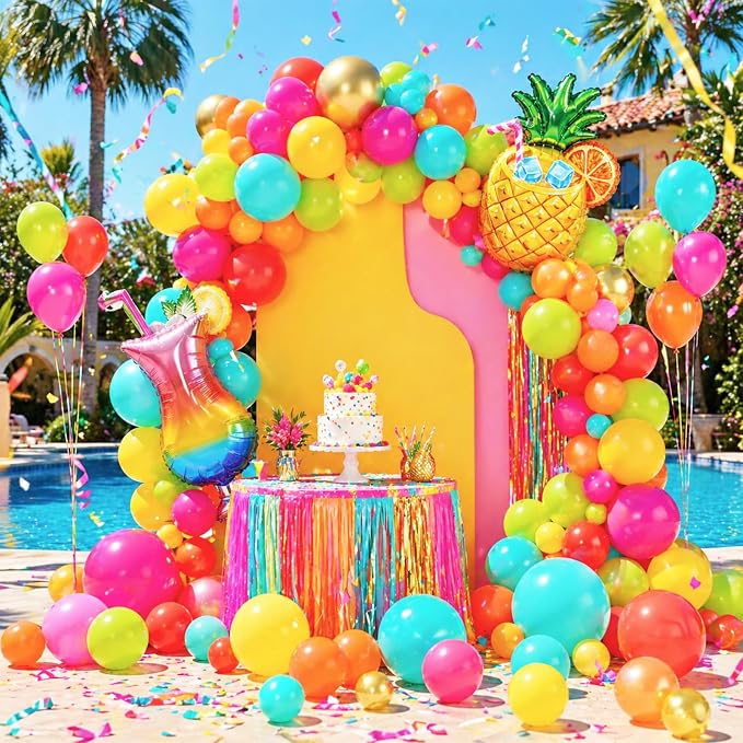 Tropical Balloons, 12 Inch Colorful Hawaiian Balloons - Image 3