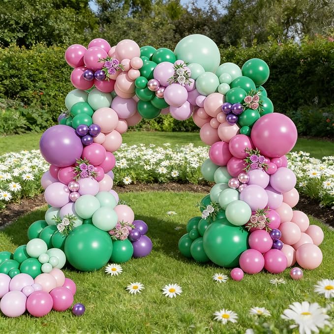 Pink and Green Balloons Garland Arch Kit - Image 6