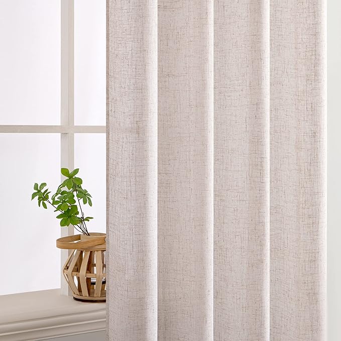 MIULEE Natural White Linen Curtains 52x90 Inch Long 2 Panels - Image 5
