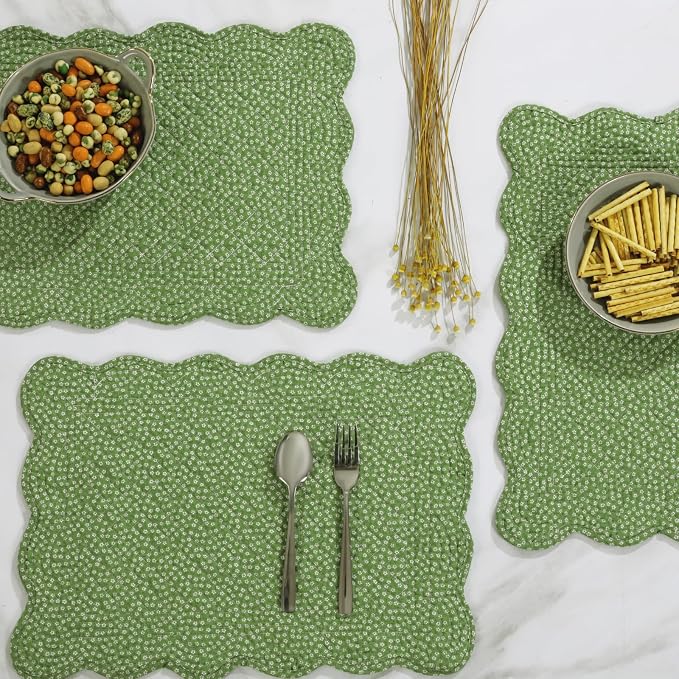 HOMBYS Quilted Placemats Set of 6 Washable-13x18 inches Rectangular Placemats - Image 5