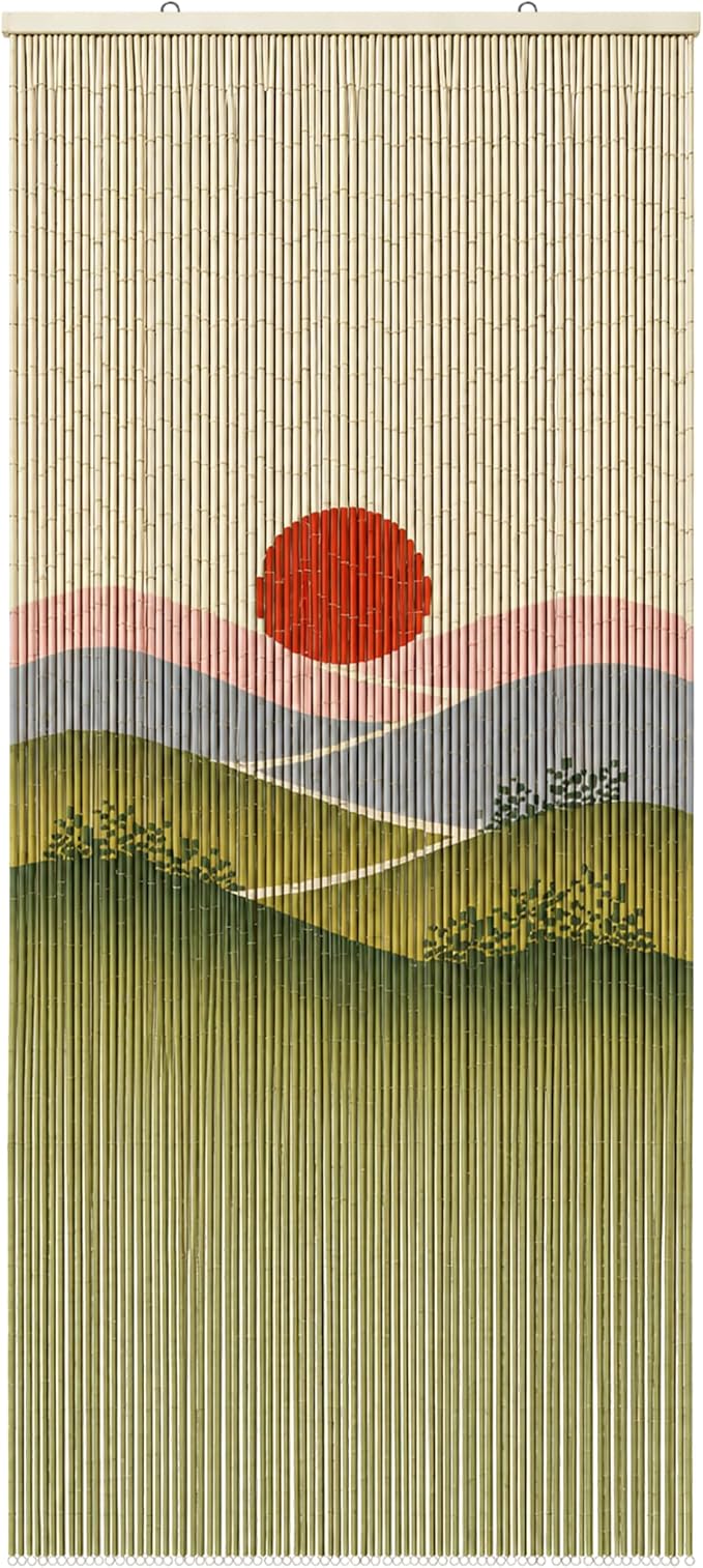 Sunset Field Beaded Bamboo Curtain - Image 2