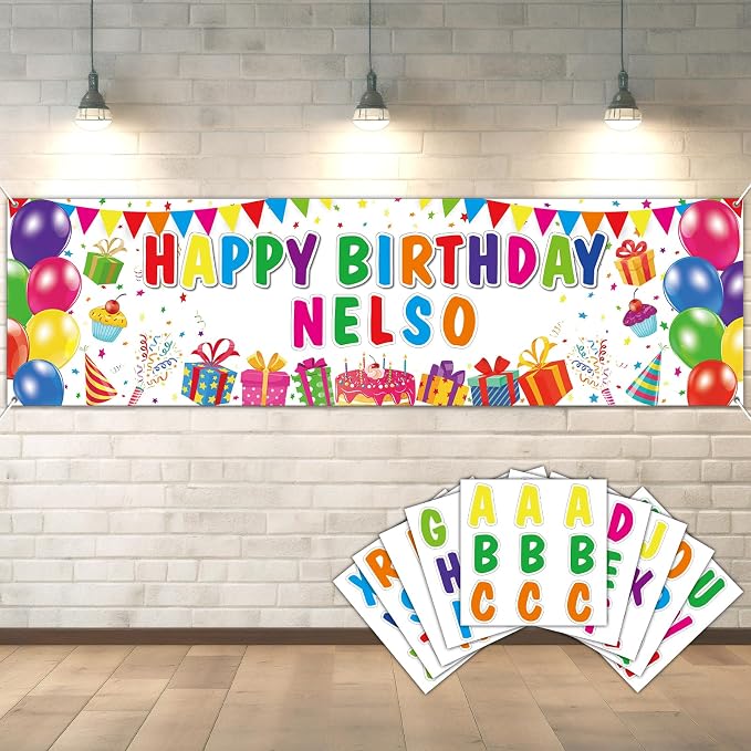 Lonfliness Personalized Birthday Banner Happy Birthday Party Decor Custom DIY by Lonfliness