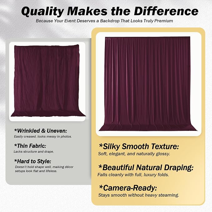 20ft×12ft Burgundy Backdrop Curtains - Image 3