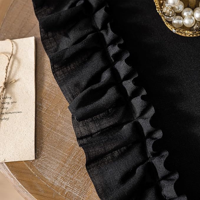 TERLYTEX Black Ruffle Curtains for Bedroom Farmhouse 58 x 63 Inch, 2 Panels | - Image 5