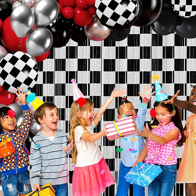Race Car Balloon Garland Arch Kit Birthday Party Decorations | Black White - Image 4
