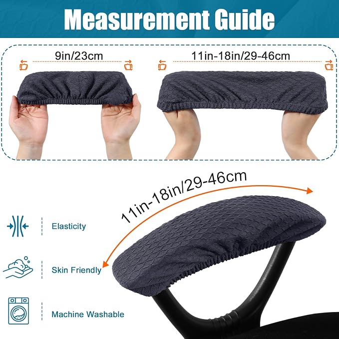 Smiry Office Computer Chair Armrest Covers, Dark Grey - Image 5
