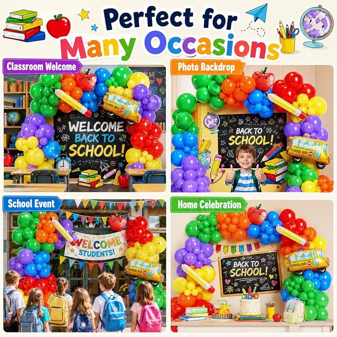 Back to School Decorations, First Day of School Balloon Arch Garland Kit | - Image 6