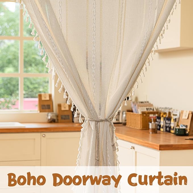 Sutuo Home Boho Door Curtains for Door Window, Bohemian Semi Blackout Curtains - Image 7