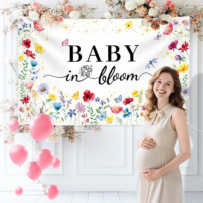 Wildflower Baby in Bloom Baby Shower Banner Backdrop Decoration - Image 6