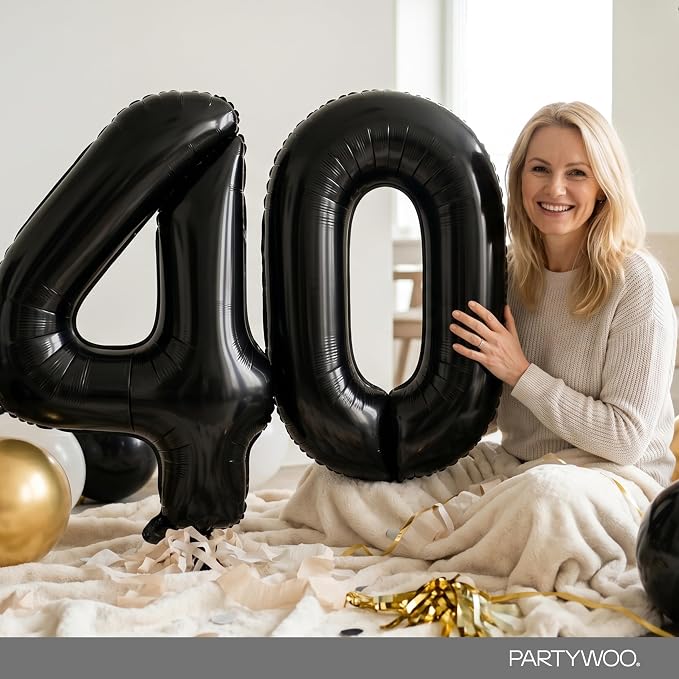 PartyWoo Number Balloons 40 Inch Black Number 40 Kit 33pcs - Image 3