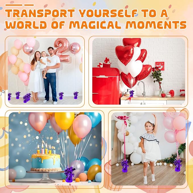 6 Pack Purple Balloon Weights Metallic Holder Anchors Balloon Holder Weights - Image 5