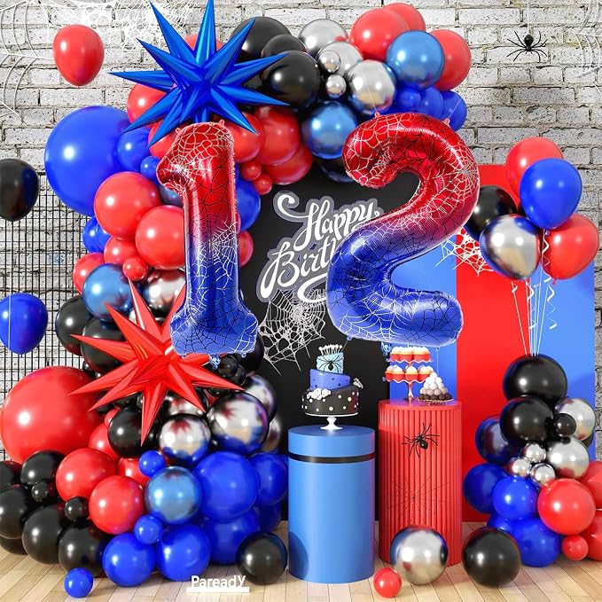 40 Inch Spider Theme Number Foil Balloons, Large Number 12 Balloons - Image 7