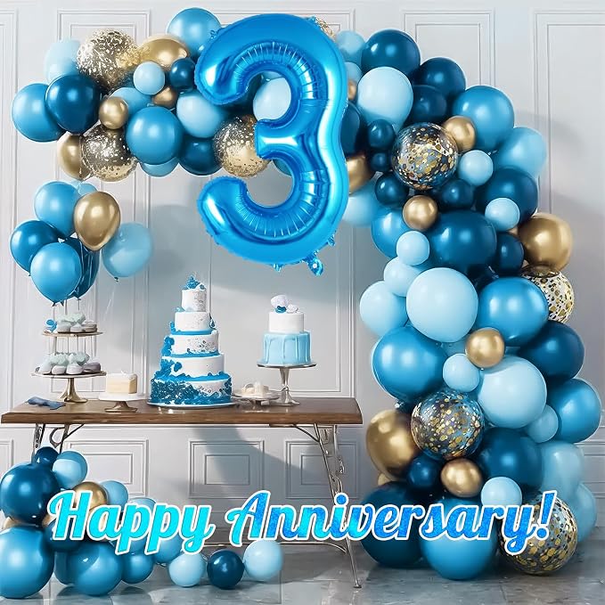 Blue Number 3 Balloon 40 Inch, Big Large Foil Helium Number Balloons, Jumbo - Image 6
