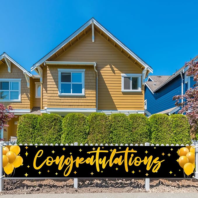 Congratulations Yard Banner Class of 2026 Graduation Party Decorations Gold - Image 4