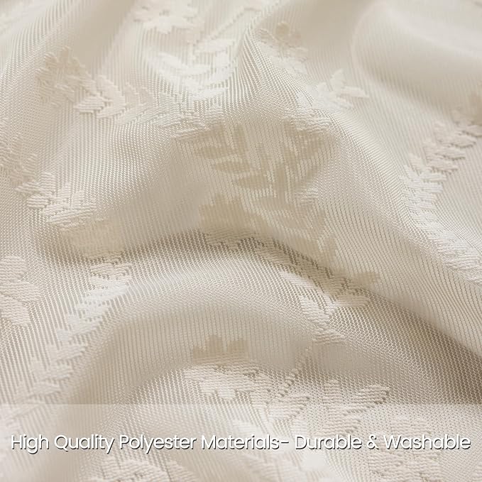WAZZIO Boho Lace Curtains 2 Panels 96 Inches -Cute Vintage Victorian Sheer - Image 2