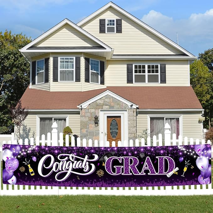 2026 Graduation Decorations-Congrats Grad Purple Yard Sign Banner Decoration - Image 3