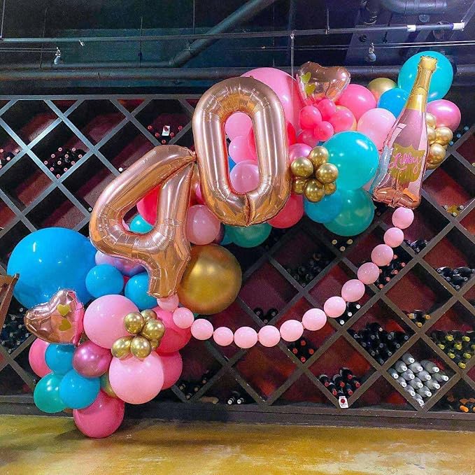 Rose Gold 45 Number Balloons, 40 Inch Giant Number 45 Balloons Foil Mylar - Image 3