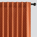 MIULEE Patterned Farmhouse Linen Curtains, Back Tab, Burnt Orange | Linen by MIULEE