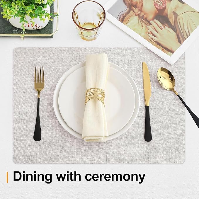 Homaxy Cloths Placemats for Dining Table Set of 12, Cotton Linen Blend Table - Image 4
