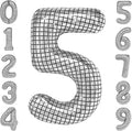 40 Inch Disco Number Balloons Large Silver Ball Print by cocodino